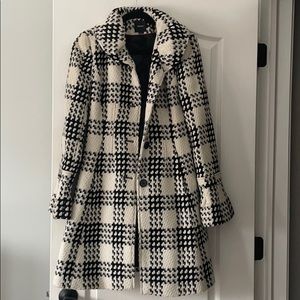 Express Black & Cream Houndstooth Coat